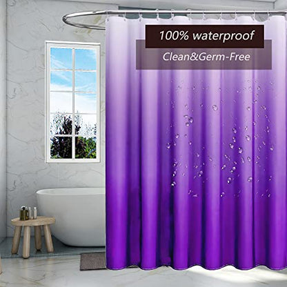 TIKABC Shower Curtain Liner, 4G PEVA Shower Liner, Plastic Waterproof Shower Curtains, with Grommet Holes and 3 Magnetic Weights(Gradient Purple) - color: Gradient Purple
