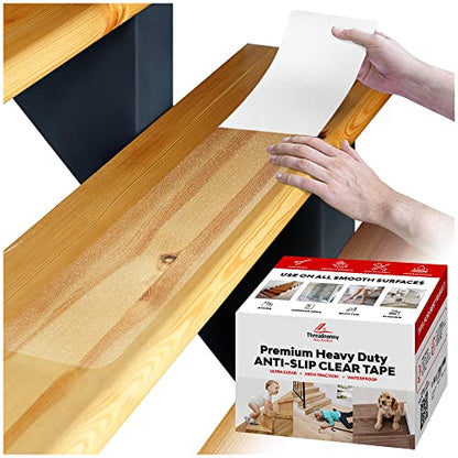 Clear Grip Tape for Stairs, Waterproof Anti-Slip Treads for Wooden Steps | 5 Pack, 6 x 24 Inches, Precut Design, Concrete Step Use, Heavy-Duty Adhesive, Works On All Surfaces, All-Weather Use - size: Clear, style: 5 Pack