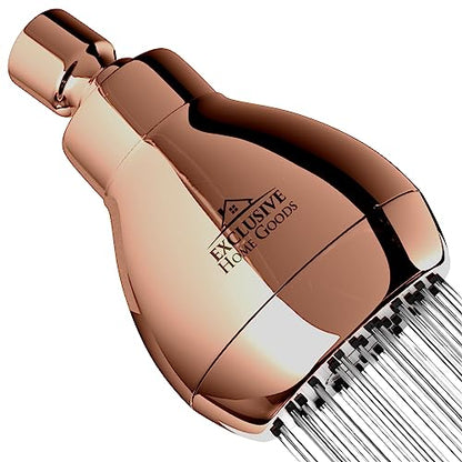 High Pressure Shower Head - Powerful Deluxe Bathroom Showerhead with Strong Spray Stream and Small Silicone Nozzles - Universal Fit Works with High and Low Water Flow Showers 1.8 GPM - Rose Gold - color: Rose Gold, size: 1.8 GPM