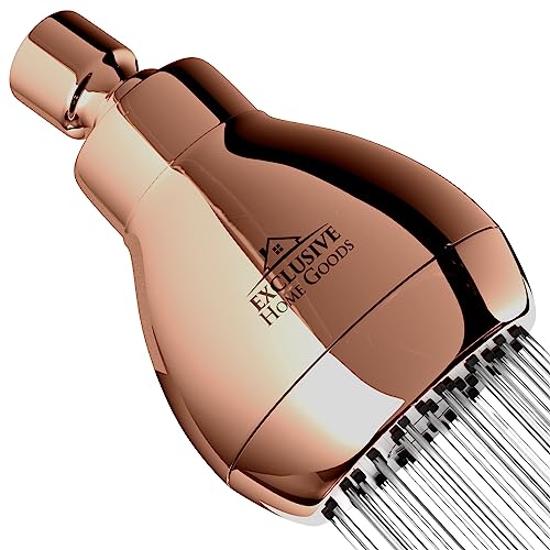High Pressure Shower Head - Powerful Deluxe Bathroom Showerhead with Strong Spray Stream and Small Silicone Nozzles - Universal Fit Works with High and Low Water Flow Showers 1.8 GPM - Rose Gold - color: Rose Gold, size: 1.8 GPM