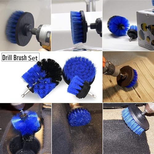 Drill Power Cleaning Brush Set of 4, Power Scrubber Brushes with Extended Attachment, All Purpose for Floor, Tub, Shower, Tile, Bathroom and Kitchen Surface, Blue - color: Blue