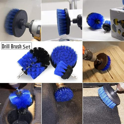 Drill Power Cleaning Brush Set of 4, Power Scrubber Brushes with Extended Attachment, All Purpose for Floor, Tub, Shower, Tile, Bathroom and Kitchen Surface, Blue - color: Blue