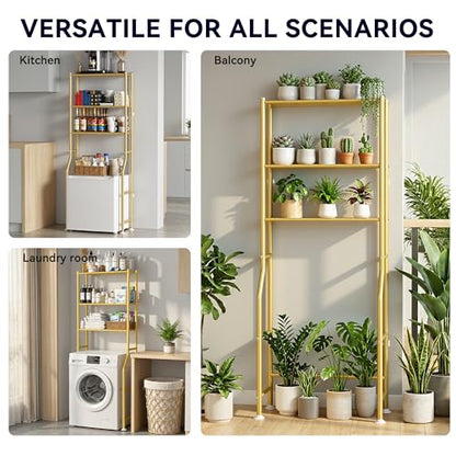 3-Tier Over The Toilet Storage, Freestanding Metal Bathroom Shelves, Space Saver Above The Over Toilet Storage Shelf for Bathroom (Gold) - color: Gold