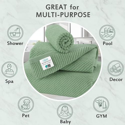 VOOVA & MOVAS 3PC Towel Set, 100% Cotton, Mint Green | 1 Large Bath 30x56 In, 1 Hand 18x28 In, 1 Wash Cloth 13x13 In, Quick Dry, Soft, Thick, Bathroom Essentials - color: Mint Green, size: 3 PC Bathroom Towel Set