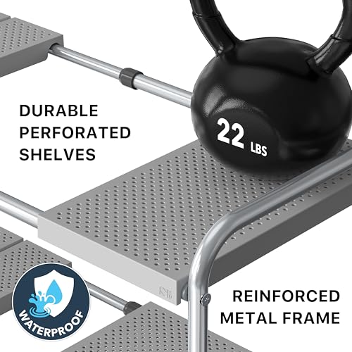 Simple Houseware Under Sink 2-Tier Heavy Duty Expandable Organizer, Silver | Adjustable Width 15.75–25 Inches with 4 Shelf Height Levels - color: Silver