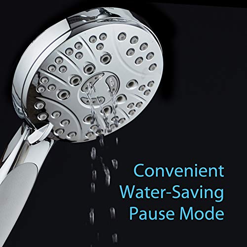 High Pressure 6-setting Luxury Handheld Shower Head – Extra Long 6 Foot Stainless Steel Hose – Anti Clog Jets – Anti Slip Grip – Top US Brand – Includes Extra Wall Bracket – Chrome Finish - color: Chrome, style: 2.5 Gallons Per Minute