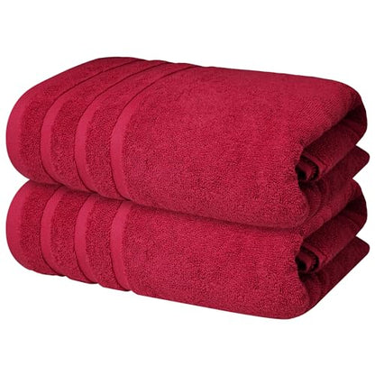 Infinitee Xclusives 100% Ring-Spun Cotton Bath Towels for Bathroom - Pack 2 | Luxury Super Soft, Absorbent & Quick-Drying |27x54 inches| Large Bathroom Towels Set |600 GSM| Gym, Shower, Spa & Hotel Use - color: Burgundy