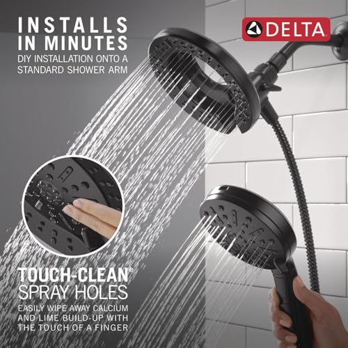 Delta 6-Setting In2ition 2-in-1 Dual Shower Head with Handheld High Pressure ProClean Spray, Matte Black Detachable Shower Head with Hose, 1.75 GPM Flow Rate, Matte Black 75655BL - color: Matte Black