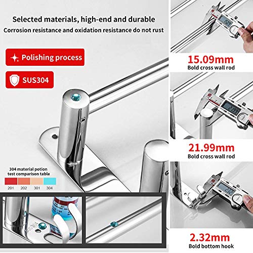 Towel Bars Hanger Freely Retractable 20-30 Inche Stainless Steel 304 Bath Rack Strong 3M Adhesive Bathroom Wall Free mounting Hole-Installing washroom Kitchen Space Saving 3 Bars