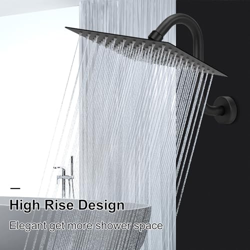 NearMoon S Shaped Shower Head Riser Arm, Shower Extender Arm with Flange, Standard 1/2" Connection- Bathroom Accessory (8 Inch, Matte Black) - color: Matte Black, style: 8 Inch
