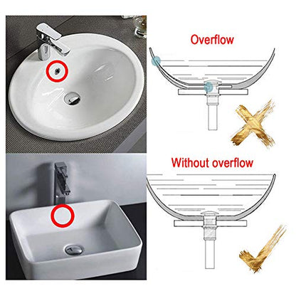 Solid Brass White Color Bathroom Faucet Sink Drain Stopper Vessel Vanity Pop Up Drain Without Overflow | Solid Drain Stopper White Color Bathroom Assembly Fits 1.57 to 2.36 Inch Sink Openings with 1-1/4 Inch Large Cap And Basket - size: Without Overflow