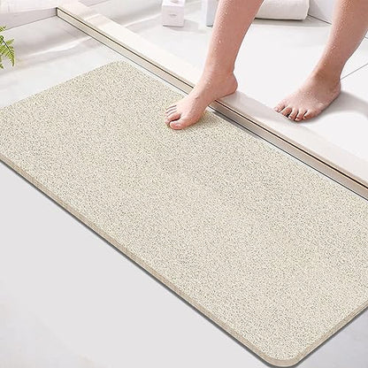 godehone Shower Mats Non Slip Without Suction Cups, PVC Loofah Bathroom Mats, Loofah Mats for Shower and Bathroom, Quick Drying, 15.7× 36 Inch, Beige - color: Beige, size: 36" x 15.7" (Rectangular)