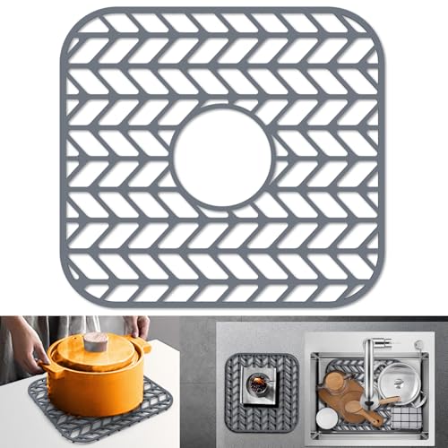 Sink Protectors for Kitchen Sink 12"x11"Silicone Kitchen Sink mat | Various sizes and styles,Protector for sinks and dish,Withstand to 500F,Food-grade silicone ,raised feet,Dishwasher Washing - size: 12"x11" Center