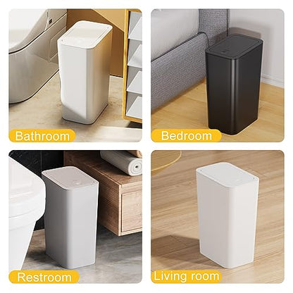 N. NETDOT 3 Pack 10L / 2.6 Gallon Small Trash Can with Lid,Bathroom Garbage Can with Pop-Up Lid,Waste Basket for Bathroom,Kitchen,Bedroom,Powder Room,Office,College (Black-Grey-Off White) - color: Black-Grey-Off White, size: 3 X 2.6 Gal