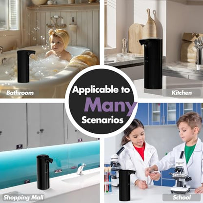 YIKHOM Automatic Liquid Soap Dispenser, Dish Soap Dispenser 8 Volume Control Adjustable, 15.37 oz/450mL Touchless Sanitizer Dispenser, Motion Sensor Soap Pump for Kitchen Bathroom, USB C Rechargeable