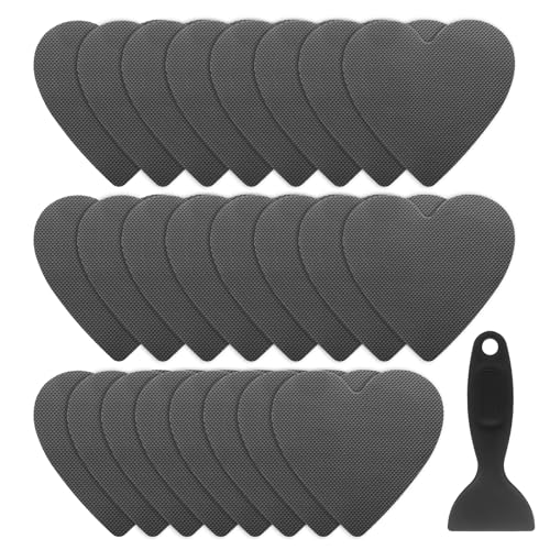 HARFINGTON 24pcs Non Slip Bathtub Stickers Bath Shower Floor 4" Anti-Slip Adhesive Sticker Tape Heart Style Decals with Scraper for Bathroom Kitchen Bathtub Treads Stairs, Gray - color: Gray