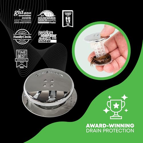 SinkShroom Revolutionary Bathroom Sink Drain Protector Hair Catcher, Strainer, Snare, Silicone , Brushed, Sinkshroom Chrome Edition, 1" -1.4" - color: Sinkshroom Chrome Edition