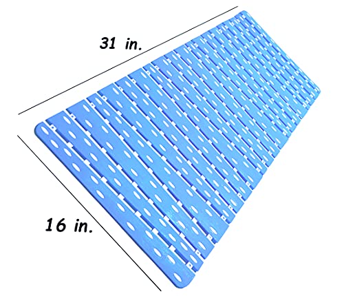 Bathtub Mat Non Slip | Double-Layered Shower Mats with Suction Cups | Improved Drainage, EZ-Dry, Premium Grip Tub Mat | Extended 16x31in. | Non-Toxic, BPA, Latex, Phthalate Free (Waterfall) - color: Waterfall