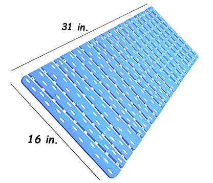 Bathtub Mat Non Slip | Double-Layered Shower Mats with Suction Cups | Improved Drainage, EZ-Dry, Premium Grip Tub Mat | Extended 16x31in. | Non-Toxic, BPA, Latex, Phthalate Free (Waterfall) - color: Waterfall