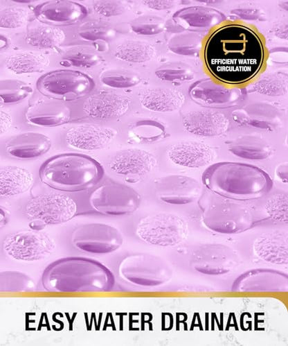 HITSLAM Oval Bathtub Mat Non Slip, 27x15 Inch Bubble Bath Tub Mat for Bathroom, Machine Washable Shower Mat with Suction Cups and Drain Holes, Purple - color: Purple, size: 27" x 15" (Oval)