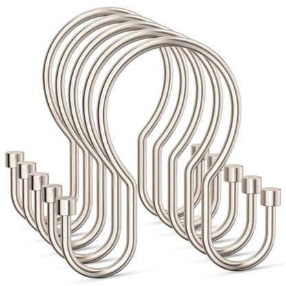 Shower Curtain Hooks, Simple Shower Curtain Rings, Sturdy Shower Curtain Hangers, Double Hook Shower Curtain Hooks, Smooth Gliding Metal Shower Hooks for Shower Curtain (Nickel, 12 Pack) - color: Nickel, size: 12 Pack