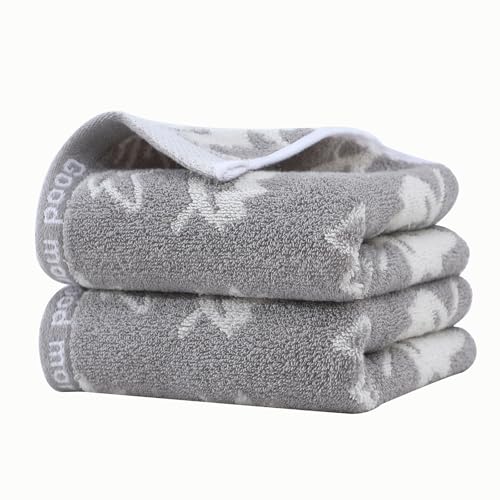 2 Pack Decorative Maple Leaf Hand Towels (Grey - 2 Pack) | Decorative Hand Towel Set for Face Spa Bath Gym Kitchen, 13x30 Inch, Premium materials ensure - color: Grey - 2 Pack