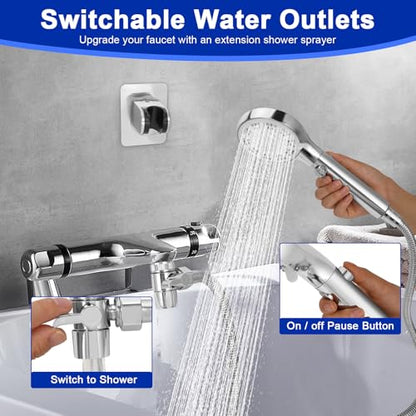 Bathtub Faucet Shower Head Sink with 79" Hose for Bathroom Garden | Tub Faucet Sink Hose Sprayer Attachment Set , ON/OFF 6 Modes High Pressure Handheld Shower Extension Kit, Removable