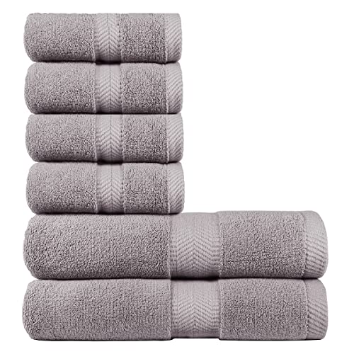 BY LORA 660 GSM Bath Towel Set of 6, 100% Ring-Spun Cotton Terry, 2 Bath Towels + 4 Hand Towels, Hotel Quality, Heavyweight Plush, Steel Gray - color: Steel Gray, size: 6-Piece Set