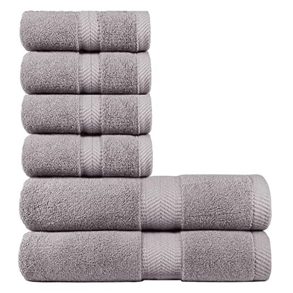 BY LORA 660 GSM Bath Towel Set of 6, 100% Ring-Spun Cotton Terry, 2 Bath Towels + 4 Hand Towels, Hotel Quality, Heavyweight Plush, Steel Gray - color: Steel Gray, size: 6-Piece Set
