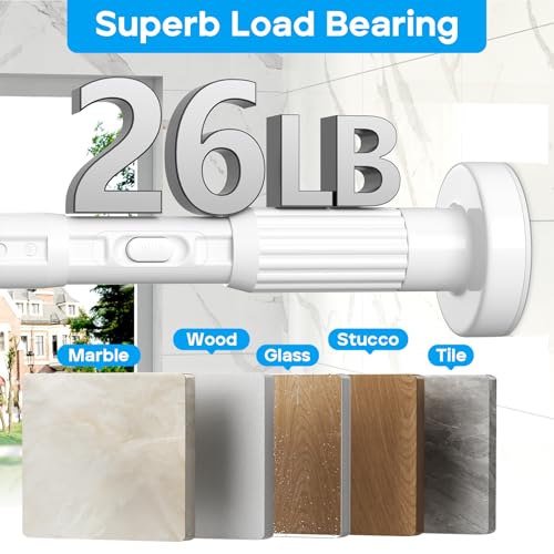 Tension Curtain Rod，40-166IN(3.33-13.83Ft) 2PCS One-Click Fast Extension Rod Easy to Install White Long Outdoor Curtain Rods No Drilling Never Rust - color: White, size: 40-166 inch 2pcs