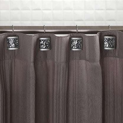 Creative Scents Silver Shower Curtain Hooks Decorative | Set of 12 | Crackled Glass Shower Curtain Rings - style: Shower Curtain Hooks
