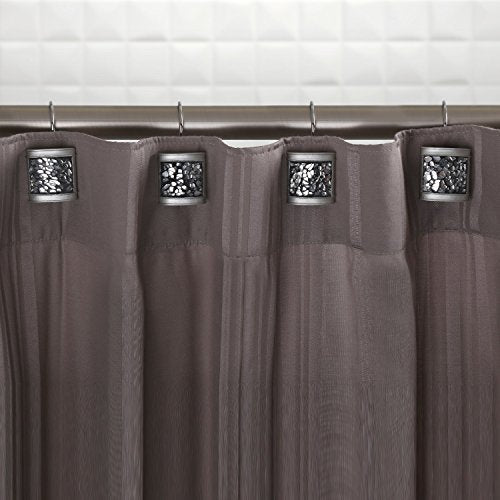 Creative Scents Silver Shower Curtain Hooks Decorative | Set of 12 | Crackled Glass Shower Curtain Rings - style: Shower Curtain Hooks