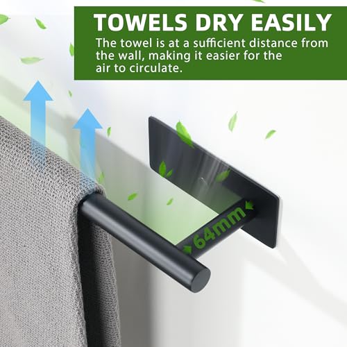Alise Towel Bars for Bathroom,24'' Towel Holder Towel Racks for Bathroom,SUS304 Stainless Steel Bathroom Towel Holder Self-Adhesive or Wall Mounted Drilling,Matte Black Towel Hanger for Bathroom - size: 24 Inch