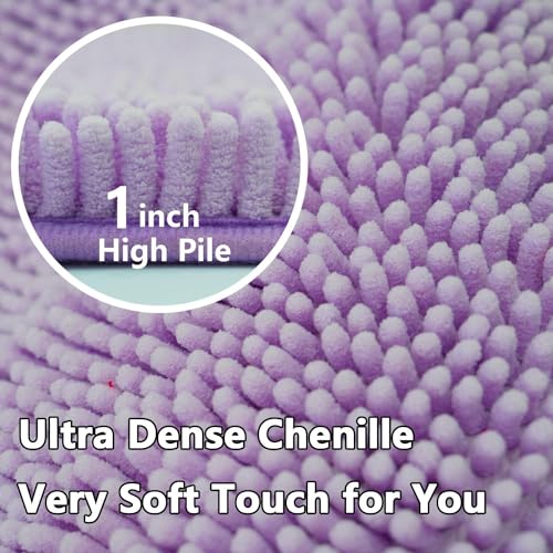 Bathroom Rugs Chenille, Extra Thick and Absorbent, Non-Slip, Machine Washable, Dry Quckily, Soft Cozy Plush, Used Under Shower Bathtub and Sink, Bath Mat Sets Lavender - color: Lavender Purple, size: 20 x 32 inch + 20 x 20 inch (U-Shape)