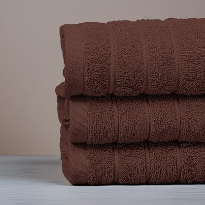 6 Piece Hand Towels Set 16 x 28 Inches, Brown | 100% Cotton, Lighter Weight, Quick to Dry, 16 x 28 Inches, Super Soft & Absorbent, Perfect for Bathroom & Kitchen - color: Brown