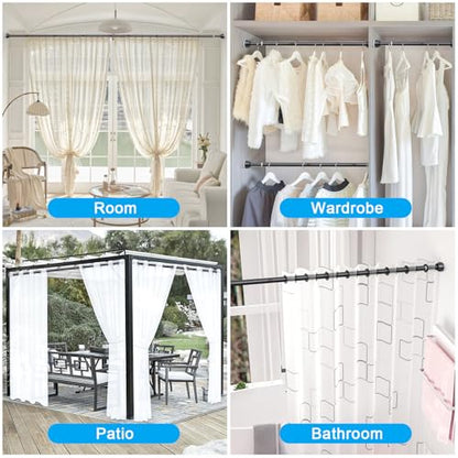 TEECK Shower Curtain Rod, 32-79 inch Adjustable Tension Spring, 1 Inch Shower Curtain Rod Tension, Anti-Slip, Rust-Proof, No Drilling, for Bathroom, Black - color: Black, size: 32-79 Inches