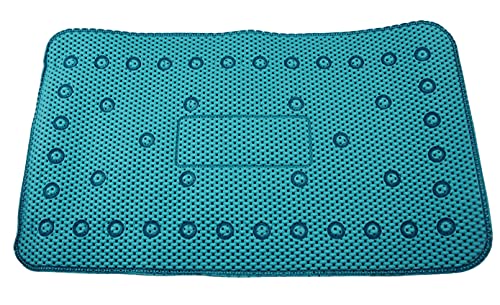 Bathub and Shower Soft Waffle Cushioned Texture Spa Bathroom Shower and Bath Mat Non Slip 27.5" x 16" with Suction Cups and Drain Holes (Turquoise) - color: Turquoise