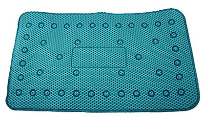 Bathub and Shower Soft Waffle Cushioned Texture Spa Bathroom Shower and Bath Mat Non Slip 27.5" x 16" with Suction Cups and Drain Holes (Turquoise) - color: Turquoise