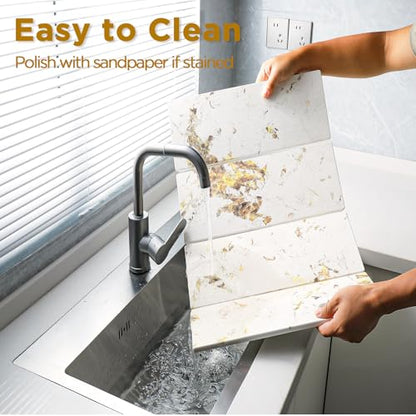 Stone Drying Mat for Kitchen Counter, White Italian Translucent Stone Dish Drying Mat-Diatomite Water Absorbing Drying Stone for Kitchen Counter Mat, Quick Dry Stone Mat Kitchen for Cups Bottles.