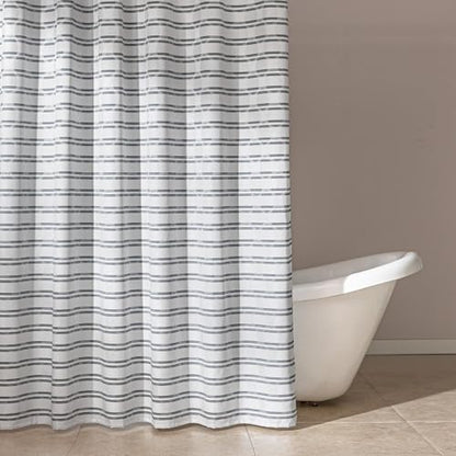 Amazon Basics Geometric Jacquard Fabric Shower Curtain for Bathroom, Lightweight, Waterproof and Washable, 72" W x 98" L, Grey Striped - size: 72"W x 98"L (Pack of 1)