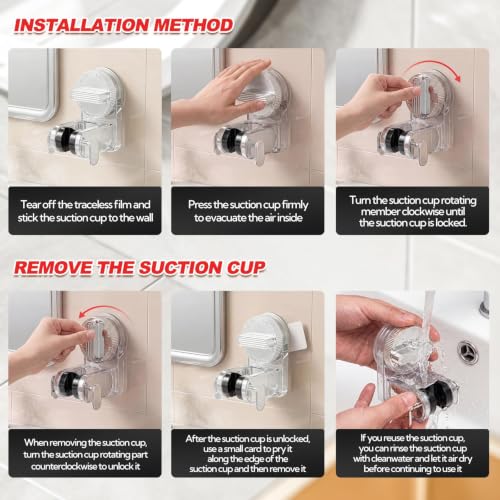 White Shower Head Holder Suction,Handheld Shower Handle Bracket, Adjustable Bathroom Wall Mount Wand Holder - color: White