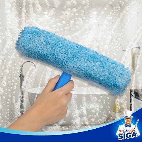 MR.SIGA Professional Window Squeegee & Microfiber Window Scrubber, 10 inch | 2 in 1 squeegee window cleaner tool - size: 10-inch