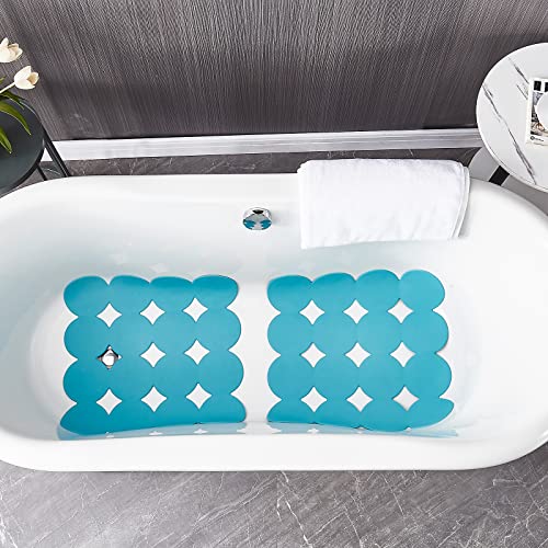 Webos Square Shower Mat Nonslip - Rubber Bathtub Mat with Suction Cups for Inside Shower Bathroom Floor (Blue, 21X21“) - color: Blue