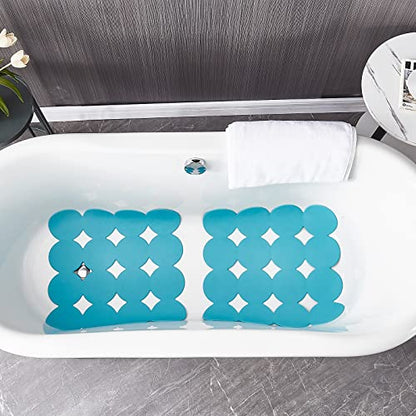 Webos Square Shower Mat Nonslip - Rubber Bathtub Mat with Suction Cups for Inside Shower Bathroom Floor (Blue, 21X21“) - color: Blue