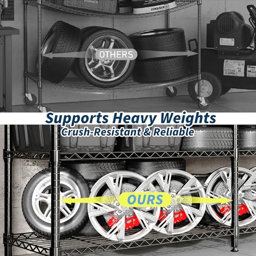 Garvee Metal Storage Shelves 4-Tier, Wire Shelving Rack 59"Wx13.8"Dx59.5"H, | Heavy Duty Load 1060LBS, Adjustable/L-shaped, Wire Rack, for Garage Kitchen Pantry Room Storage, Tool-Free Assembly, Black - size: 59" W x 13.8" D x 59.5" H(4 Tiers)