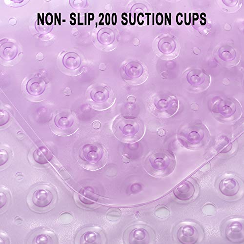 YINENN Bath and Shower Safety Mats 40x16 inch, Non Slip with Suction Cups for Bathroom Stall and Tub Floor, Extra Large and Machine Washable, Drain Holes Keep Bathtub Clean, Purple - color: Purple