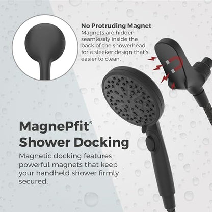 Pfister HydroFuse Handheld Shower Head, Hose Included, Magnetic Docking, 6-Function, 1.75 GPM, Spot Defense Matte Black Finish, 016WS2HFM01SDB - color: Spot Defense Matte Black, size: 1.75 GPM