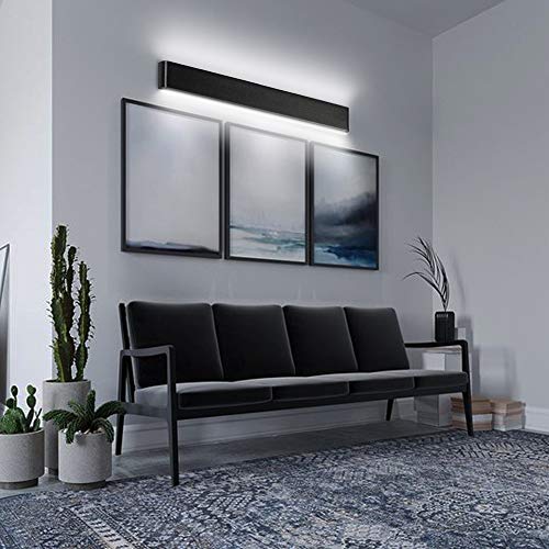 Ralbay LED Modern Bathroom Vanity Light 43.3"/35W Up and Down Matte Black LED Vanity Light for Bathroom Wall Light Fixtures - color: Black-Natural White, size: 43.3 inch