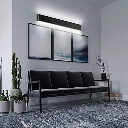 Ralbay LED Modern Bathroom Vanity Light 43.3"/35W Up and Down Matte Black LED Vanity Light for Bathroom Wall Light Fixtures - color: Black-Natural White, size: 43.3 inch