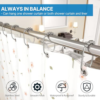 MENGJINGO 12PCS Wide Shower Curtain Hooks Rings, Rust Proof Stainless Steel | Heavy Duty Shower Hooks Rings for Bathroom Shower Rods Curtains Liners, Easy Glide Rollers, Set of 12, Matte Nickel - color: Matte Nickel